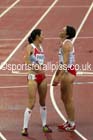 A joyful moment after Jo Pavey finishes 3rd with Helen Clitheroe (both England) womens 5000 metres at the Commonwealth Games, Glasgow. Photo: David T. Hewitson/Sports for All Pics